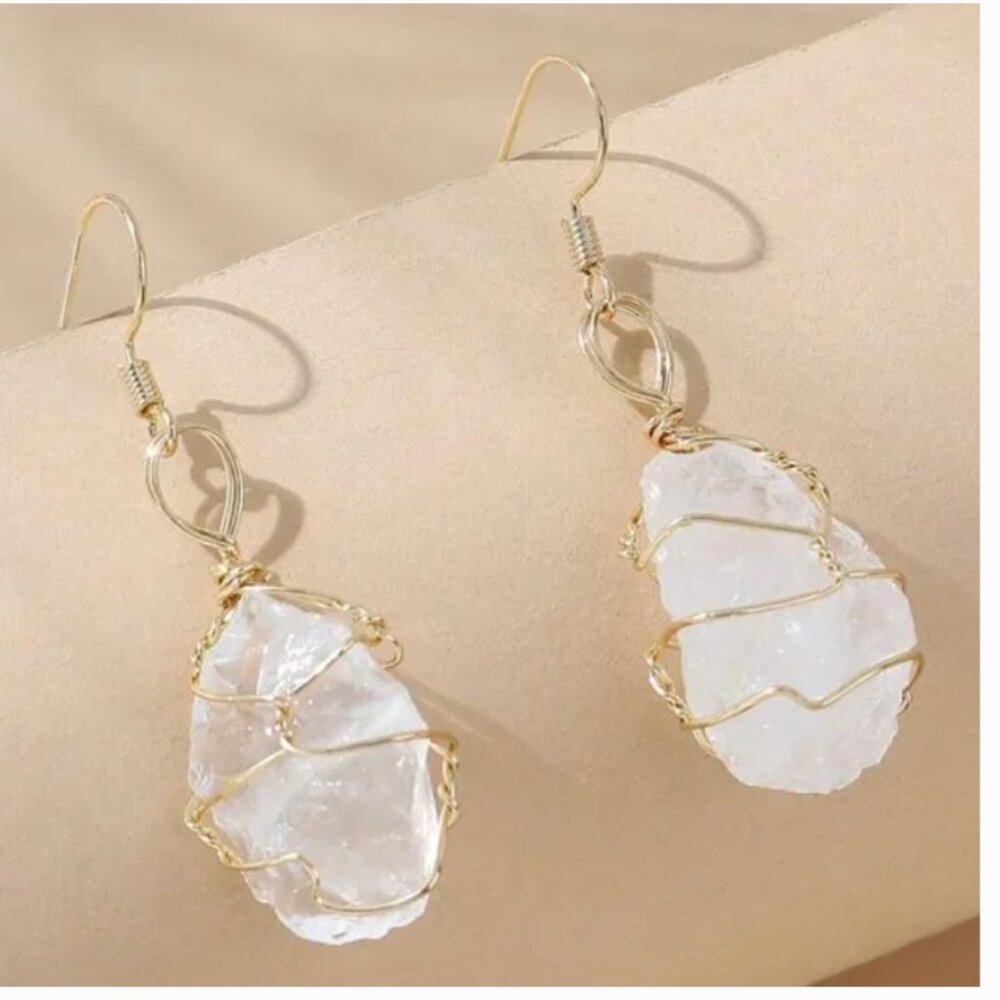 ⭐️❤️ FREE Geode Geo Stone Faux Boho Peasant Hipster Hippie Chic Classy Earring